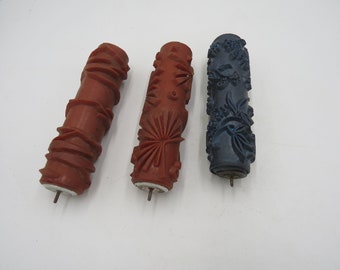 Vintage 40&#39;s Rubber textured paint rollers - Germany - set of 3