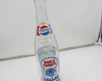 Dallas Cowboys 1971 World Champions Pepsi Bottle Texas Stadium