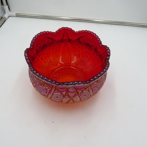 Indiana Glass Vintage - Heirloom Sunset Carnival Glass Stars and Arches patterns - 7&quot;wide 5&quot; tall
