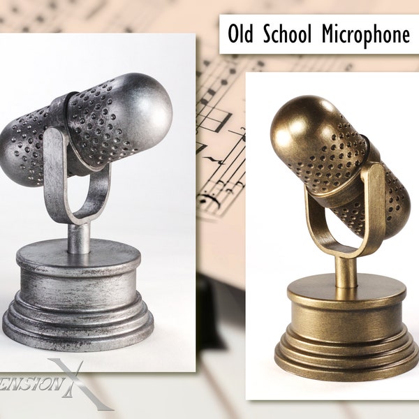 FDM 3D printed old school microphone replica trophy silver gold ABS