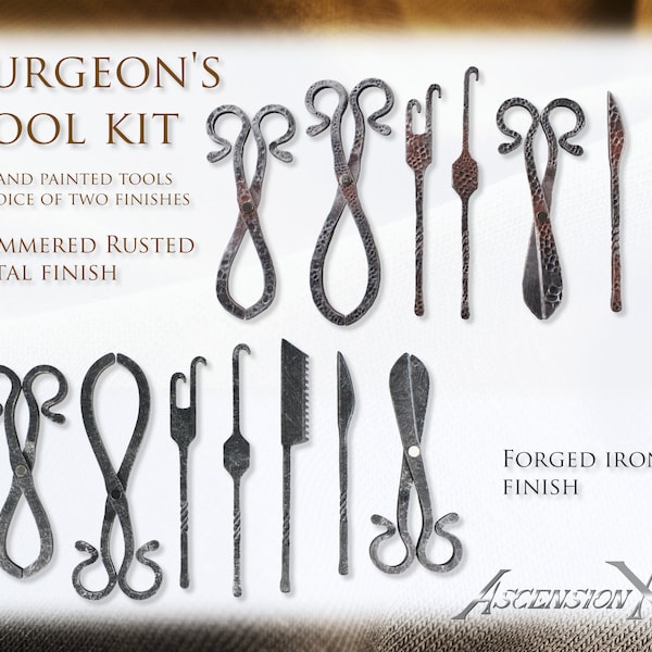LARP Surgeon Tool Kit – 3D Printed Pest Doctor Kit, Rustic Medical Props