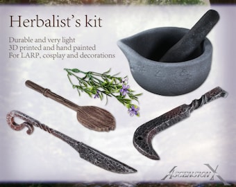 Herbalist's kit - For LARP and cosplay, healer, herbal medecine, druid, cleric, potion crafter, apothecary, antiquity