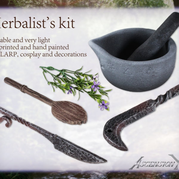 Herbalist's kit - For LARP and cosplay, healer, herbal medecine, druid, cleric, potion crafter, apothecary, antiquity