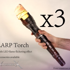 3x LARP LED Torch medieval accessory costume sconce flashlight usb lantern 2023 version