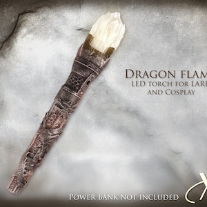 Dragon flame LARP LED Torch  medieval accessory costume sconce flashlight usb lantern 2024 version