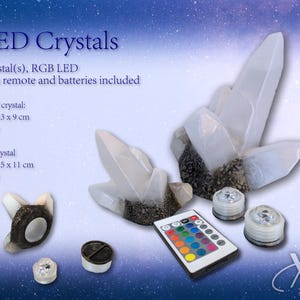 Cristal LED RGB – Joia de fantasia impressa em 3D com controle remoto RF para decoração de sala de jogos e LARP