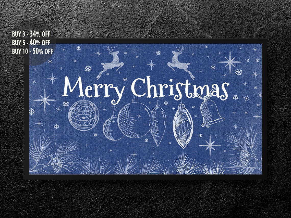 Samsung Frame TV Art Christmas Ornament Merry Christmas Sign Etsy