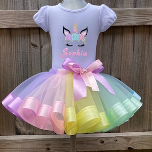 Unicorn Birthday Outfit / Custom Unicorn Birthday Shirt and Tutu