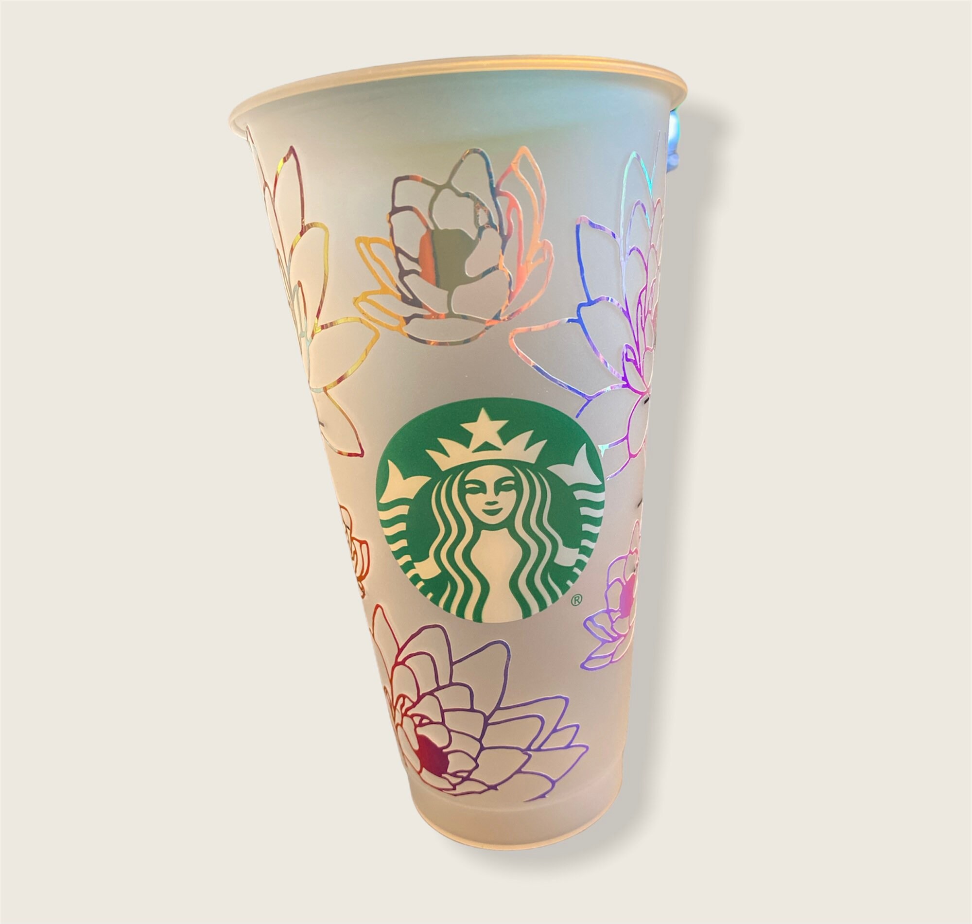 Lotus Flower Starbucks Reuseable Cup with Lid and Straw Etsy