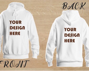 Maqueta de sudadera con capucha por delante y por detrás