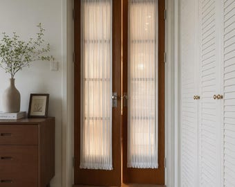 100% Linen Door Curtain, Custom French Door Panel, White Sheer Linen Front Door Window Curtain, Sidelight Curtain (Single Panel)