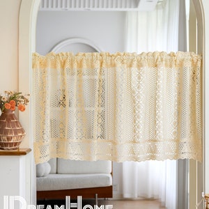 Vintage Crochet Half Curtain: Woven Flower Lace, Boho Farmhouse Decor