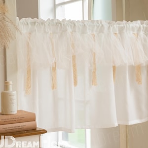 White Lace Yarn Cafe Curtains: French Shabby Chic Semi-Sheer Curtain