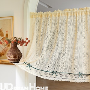 Vintage Countryside Short Curtains, Woven Crochet Hollow Lace Curtain, Half Curtains for Coffee Shops, Cabinet Door and Room, Gifts