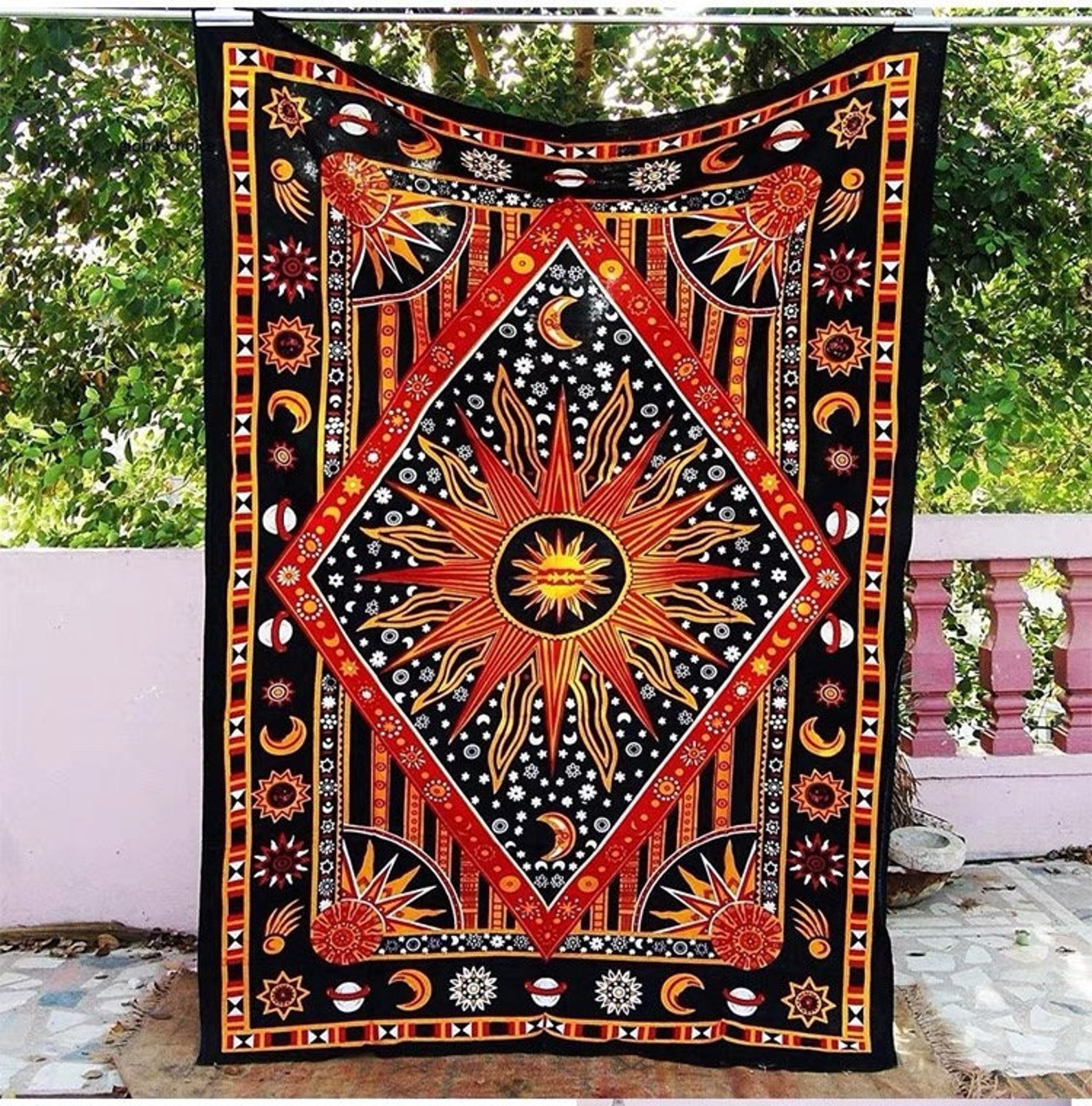 Sun Tapestry Wall Hanging Indian Wall Hanging Tapestry Vintage  Etsy