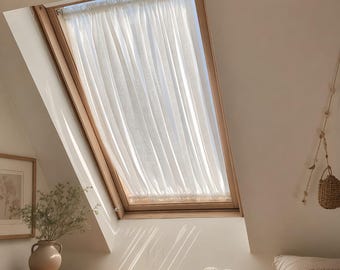 Cortinas de linho personalizadas para claraboia, para proteção solar, cortina de renda branca transparente para janela, tratamento de janela (painel único)