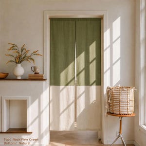 Linen Custom Noren Curtain,Japanese Style Color Block Boho Room Divider,Noren Doorway Curtain,Minimalist Wabi Sabi,Split Noren Curtains Long