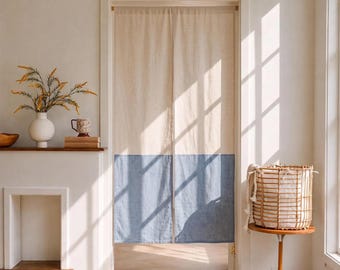 Linen Noren Curtain, Traditional Japanese Doorway Divider, Door Curtain, Split Noren Curtains Long, Boho Room Divider, Noren Doorway Curtain