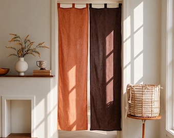 Japanese Linen Noren Curtains, Japandi Doorway Curtain, Minimalist Wabi Sabi Room Divider Curtain Panel, Divider Door Curtain, Custom Sizes