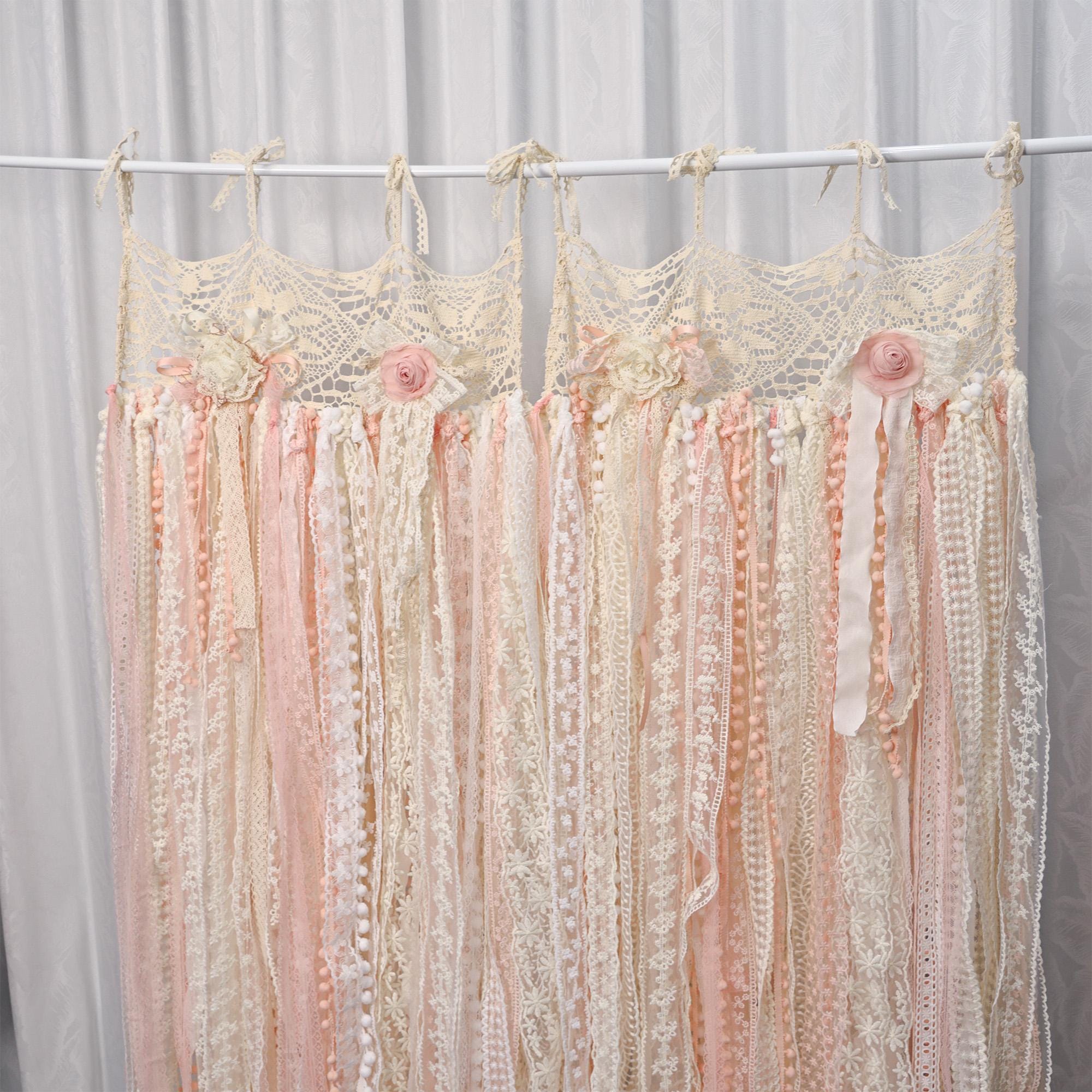 Hand Crochet Lace Wedding Backdrop: Romantic Embroidered Cotton Curtain ...