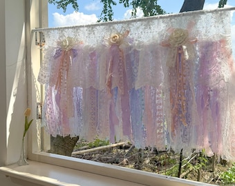 Vintage Schöne Rosa Blau Lila Spitze Vorhänge Volant, Bunte Spitze Stoff Bauernhaus Land Küchenvorhänge, Shabby Chic Cafe Vorhänge