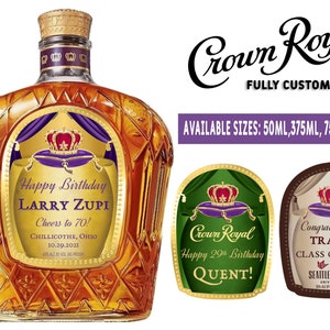 Custom Crown Royal Label Bottle | Birthday Crown Royal Label | Groomsmen Crown Royal - Personalized For Weddings, Birthdays, or Any Occasion