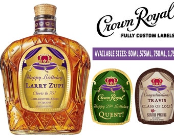 Custom Crown Royal Label Bottle | Birthday Crown Royal Label | Groomsmen Crown Royal - Personalized For Weddings, Birthdays, or Any Occasion