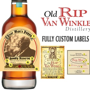 Garrafa com rótulo personalizado Pappy Van Winkle | Presente personalizado Pappy Van Winkle para aniversário, casamento, padrinhos, aniversário, Natal