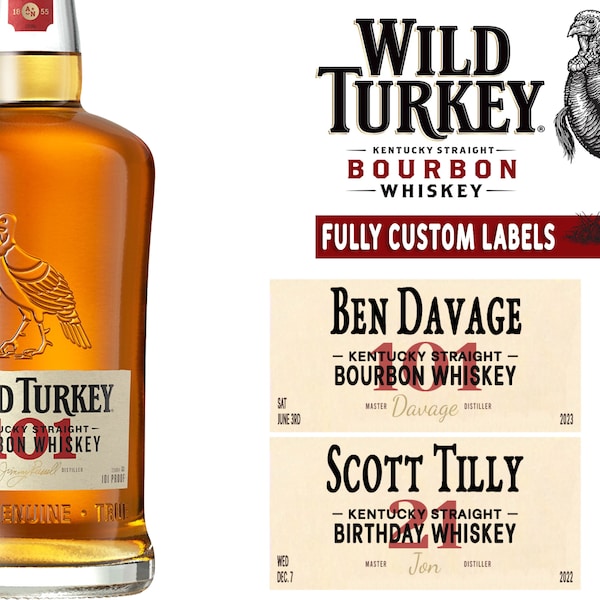 Custom Wild Turkey Label Bottle | Wild Turkey 101 Birthday Label | Rare Breed Whiskey - Personalized For Weddings, Birthdays or Any Event