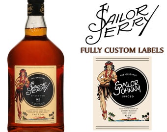 Custom Sailor Jerry Spiced Rum Label Bottle | Sailor Jerry Birthday Label | Spiced Rum | Personalized For Weddings, Birthdays, or Any Event