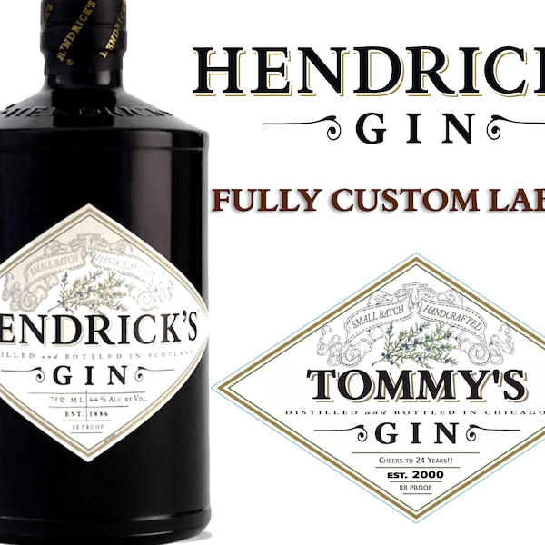 Hendrick's Gin Label Bottle | Hendrick's Gin Birthday Label | Hendrick's Gin Label | Personalized For Weddings, Birthdays or Any Event