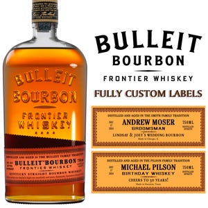Personalisierte Bulleit Bourbon Label Flasche | Custom Bulleit Bourbon Geschenk für Geburtstag, Hochzeit, Trauzeugen, Jubiläum, Weihnachten, Corporate