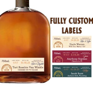 Etiqueta de botella de whisky bourbon personalizada / Regalo de whisky bourbon personalizado para cumpleaños, bodas, padrinos de boda, aniversario, Navidad, empresa