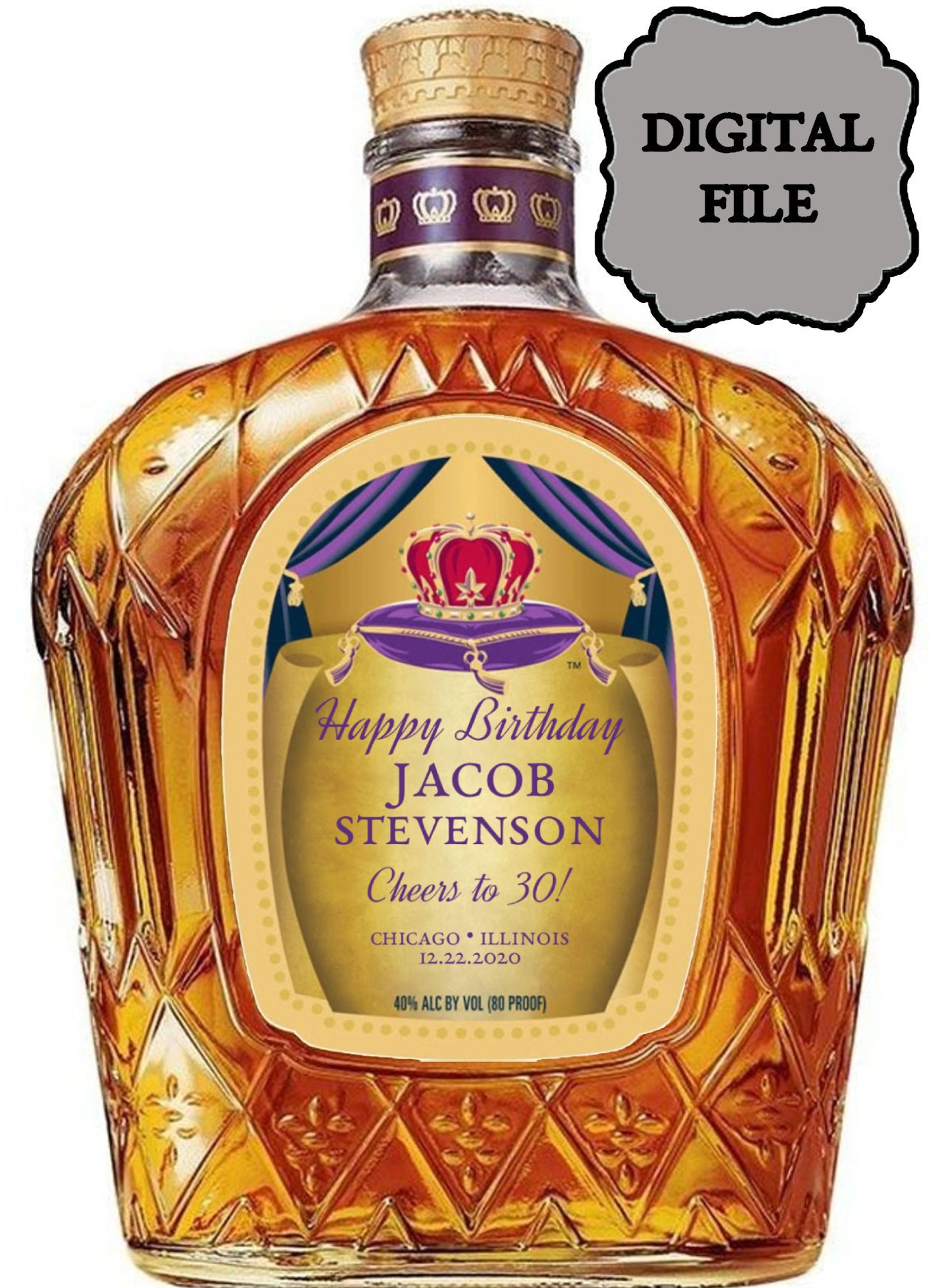 Custom Crown Royal Label Bottle Birthday Crown Royal Label Etsy