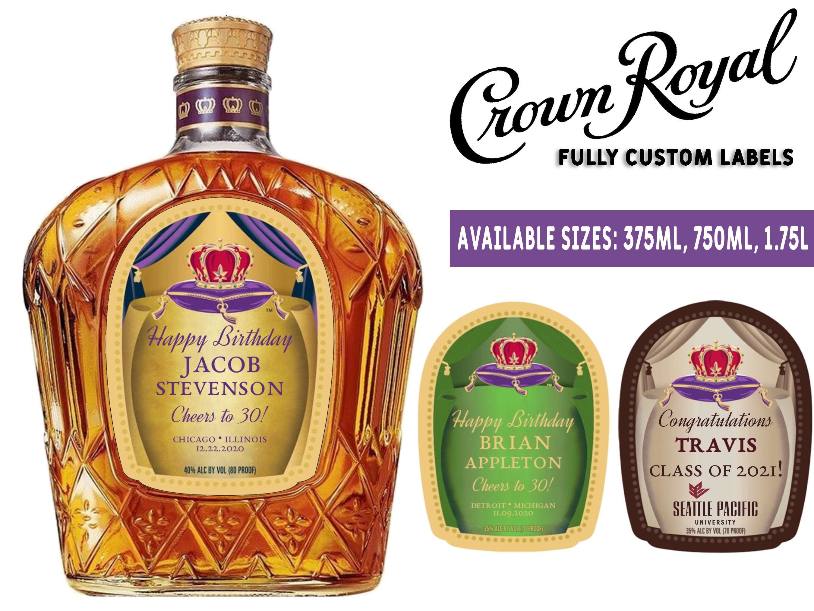 Custom Crown Royal Label Bottle Birthday Crown Royal Label Etsy