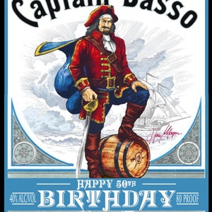 Benutzerdefinierte Captain Morgan Spiced Rum Label Flasche Captain Morgan Birthday Label personalisiert für Hochzeiten, Geburtstage oder jeden Anlass Bild 6