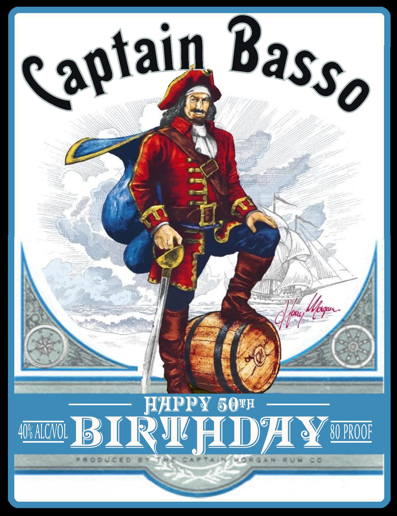 Custom Captain Morgan Spiced Rum Label Bottle Captain Morgan ...