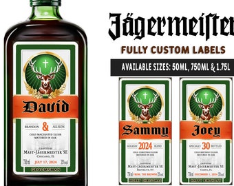 Bottiglia con etichetta Jagermeister personalizzata / Etichetta di compleanno Jagermeister / Etichetta Jager - Personalizzata per matrimoni, compleanni o qualsiasi evento