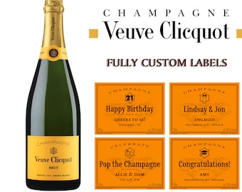 Custom Veuve Clicquot Champaign Label Bottle | Veuve Clicquot Label | Champaign Label | Personalized For Weddings, Birthdays or Any Event