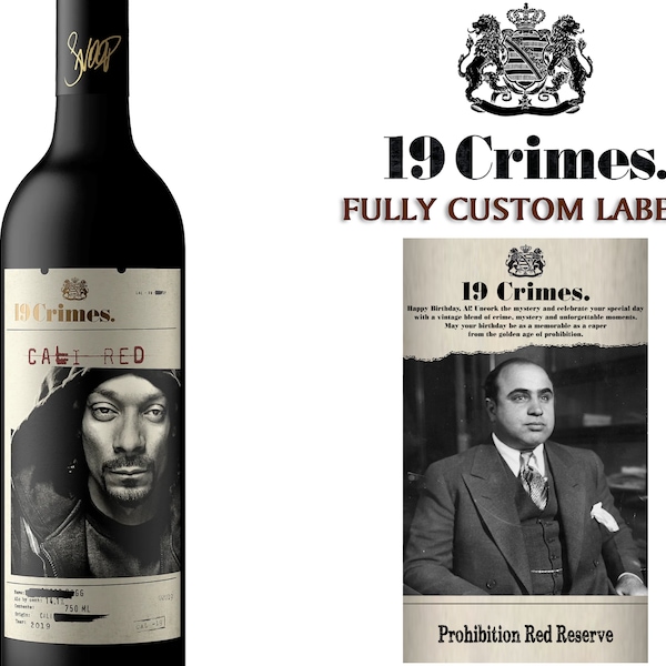 Custom 19 Crimes Label Bottle | 19 Crimes Birthday Label | 19 Crimes Label | Wine Label | Personalized For Weddings, Birthdays or Any Event