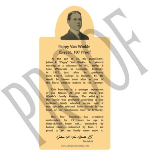 Custom Pappy Van Winkle Label Bottle Poor Man's Pappy Van Winkle Label Pappy Label Personalized ...