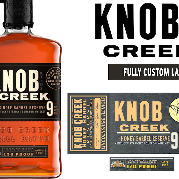 Custom Knob Creek Label Bottle | Knob Creek Single Barrel Label | Knob Creek Bourbon Label | Knob Creek Whiskey - Personalized For Any Event