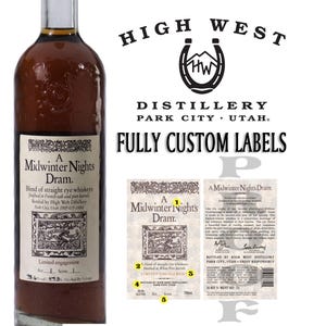 Bouteille personnalisée avec étiquette Midwinter Nights | Cadeau personnalisé High West Distillery pour anniversaire, mariage, garçons d'honneur, anniversaire de mariage, Noël