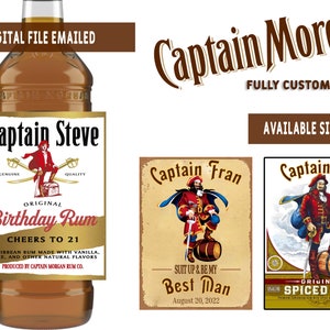 Custom Captain Morgan Spiced Rum Label Bottle DIGITAL File | Captain Morgan Birthday - Personalized For Weddings, Birthdays or Any Event