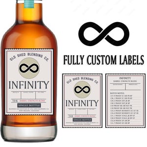 Etiqueta de garrafa Infinity personalizada | Garrafa de mistura Infinity personalizada para presente de aniversário, casamento, padrinhos, aniversário, Natal