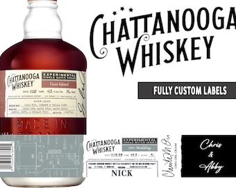 Chattanooga Whisky Etikett Flasche | Chattanooga Whisky Geburtstagsetikett | Whisky - Personalisiert für Hochzeiten, Geburtstage oder jede Veranstaltung