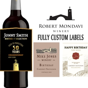 Gepersonaliseerde Robert Mondavi-fles met etiket | Aangepast Robert Mondavi-wijncadeau voor verjaardag, bruiloft, bruidsjonkers, jubileum, kerst
