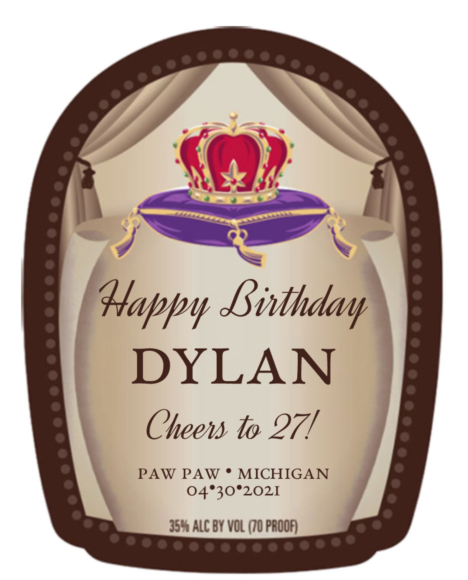 Custom Crown Royal Label Bottle Birthday Crown Royal Label Etsy