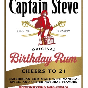 Benutzerdefinierte Captain Morgan Spiced Rum Label Flasche Captain Morgan Birthday Label personalisiert für Hochzeiten, Geburtstage oder jeden Anlass Bild 3