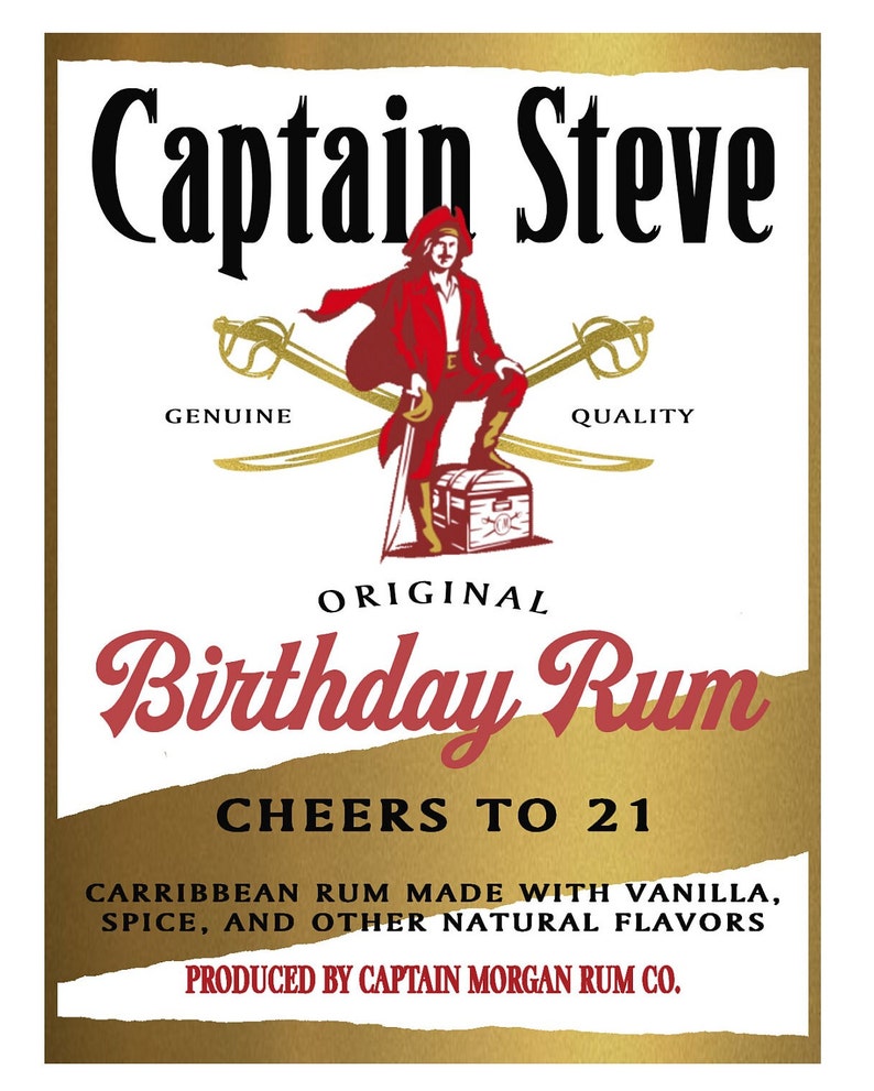 Benutzerdefinierte Captain Morgan Spiced Rum Label Flasche Captain Morgan Birthday Label personalisiert für Hochzeiten, Geburtstage oder jeden Anlass Bild 3